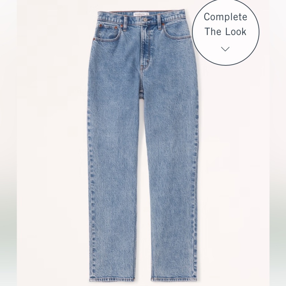 Abercrombie Curve Love, 90’s ultra high rise straight jean, criss cross waist